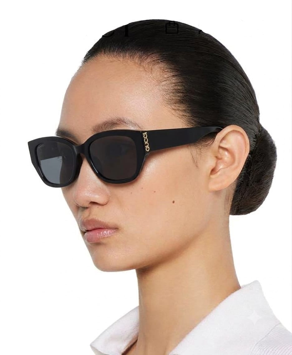 Gucci Women Round Black Sunglasses
