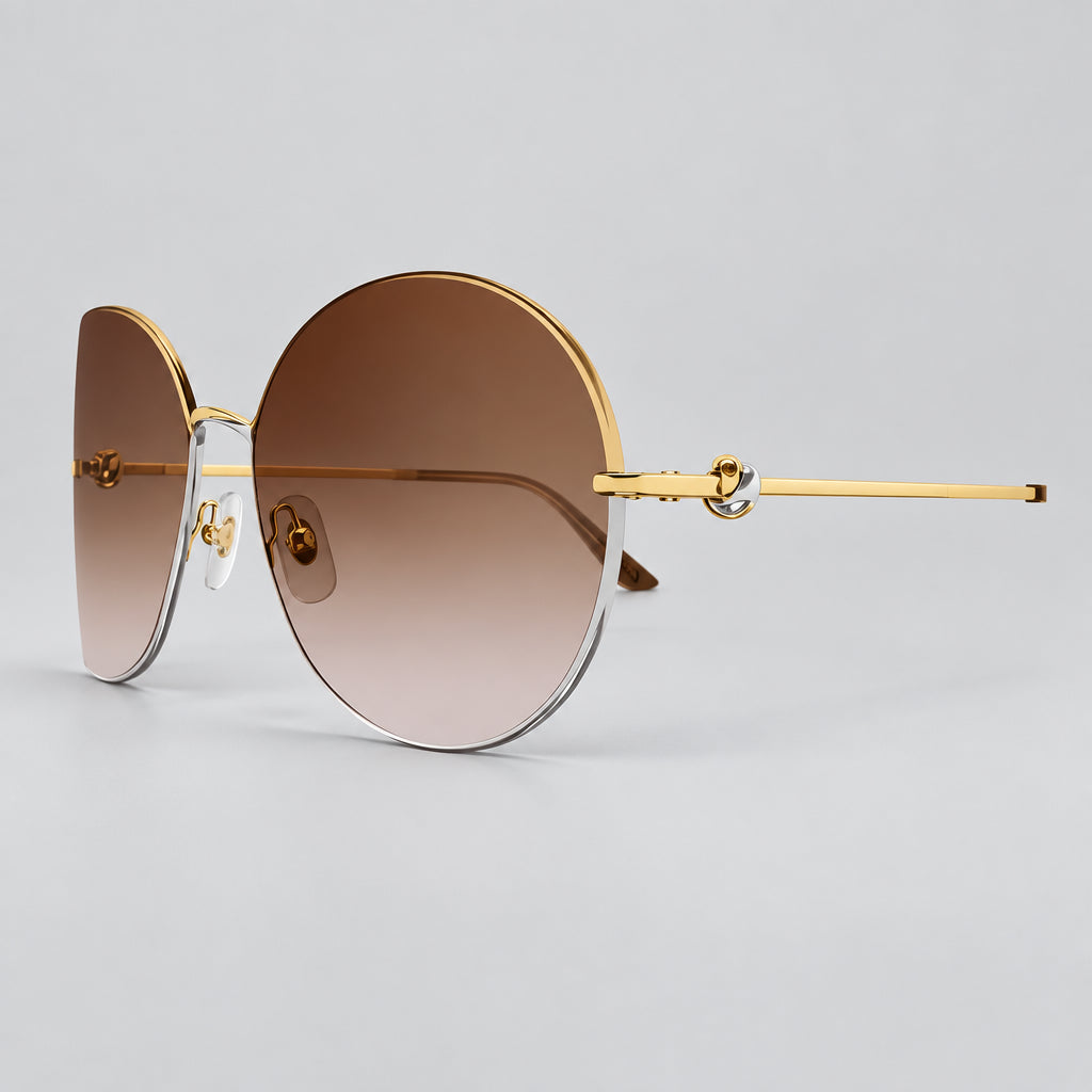 Cartier Trinity de C Round Metal Frame Gold/Brown Gradient Sunglasses
