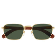Cartier Première De Cartier Men Square Wood Temples Green Sunglasses