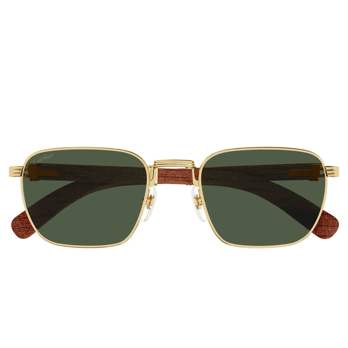 Cartier Première De Cartier Men Square Wood Temples Green Sunglasses