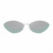 Balenciaga Unisex Extreme BB0350S 004 Cat-Eye  Silver-Green Mirrored Sunglasses 