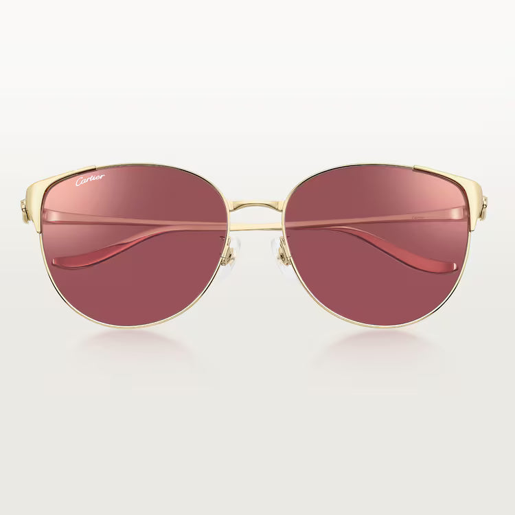 Cartier Panthère de Women Round Golden Pink Finish Sunglasses