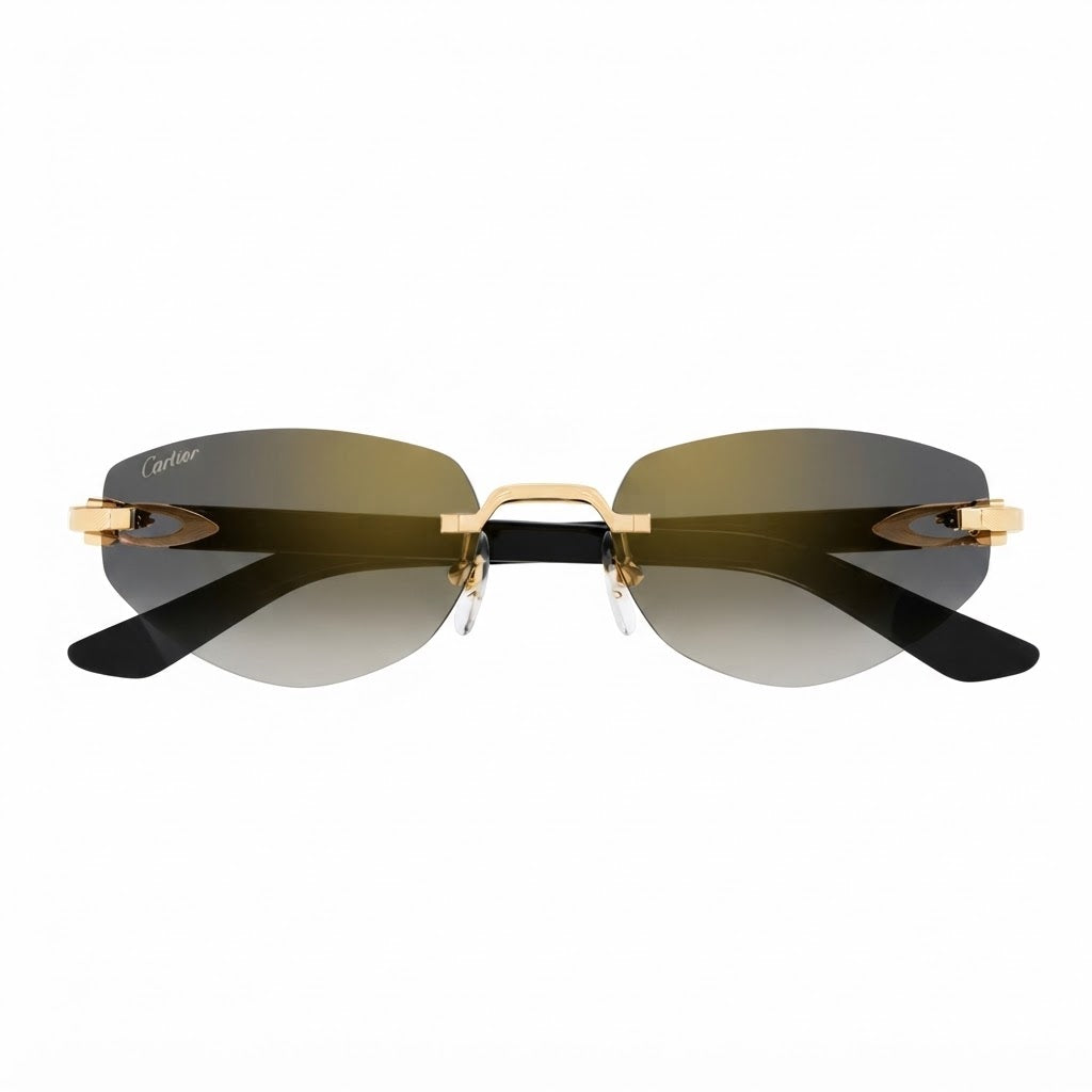 Cartier C Décor Geometric Frame Gold/Grey Sunglasses