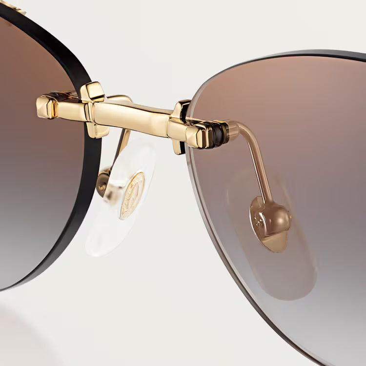 Cartier Clash de C Women Rimless Studded Temple Gradient Grey Sungalsses
