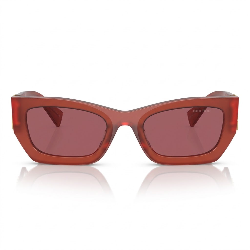 Miu Miu MU 09WS Women Rectangle Cognac Opal / Dark Violet Sunglasses