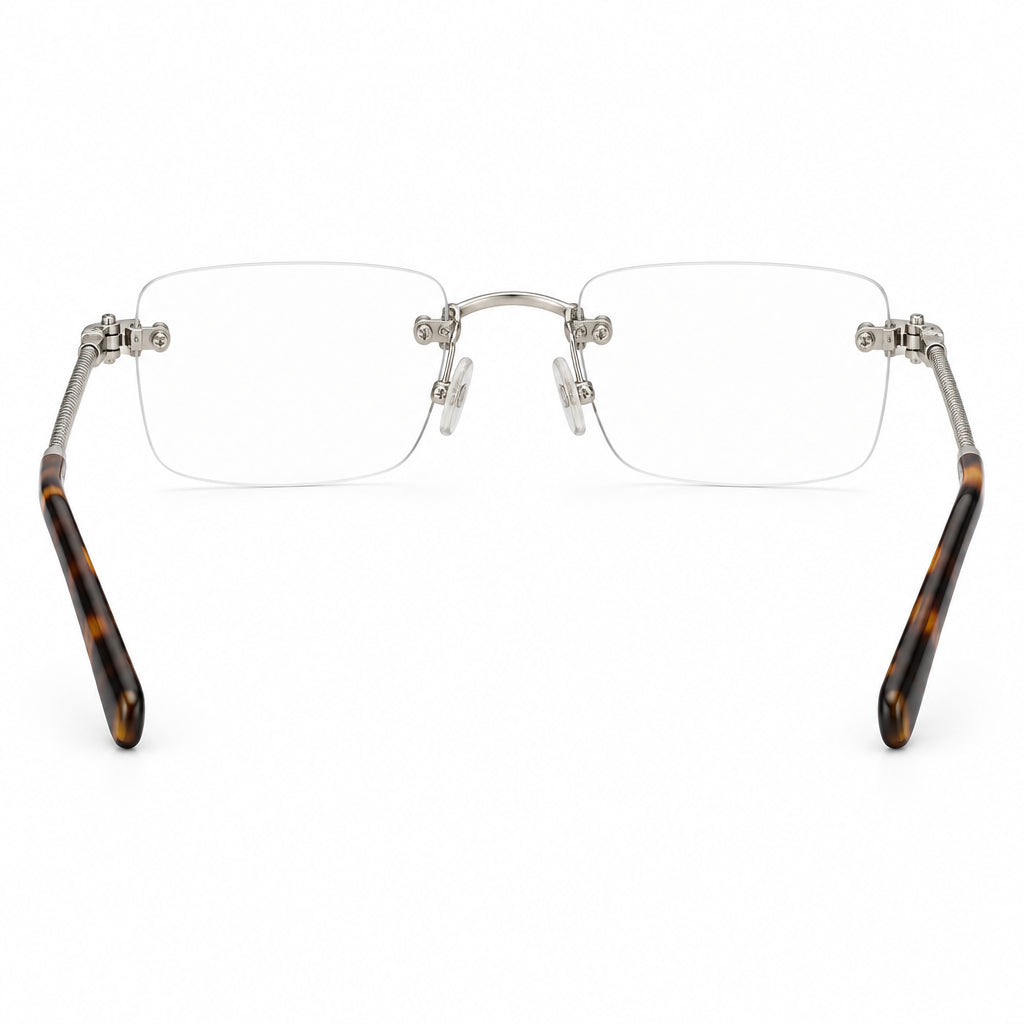 FRED FG50002F Luxury Unisex Rimless Silver & Havana Cable Optical Frame