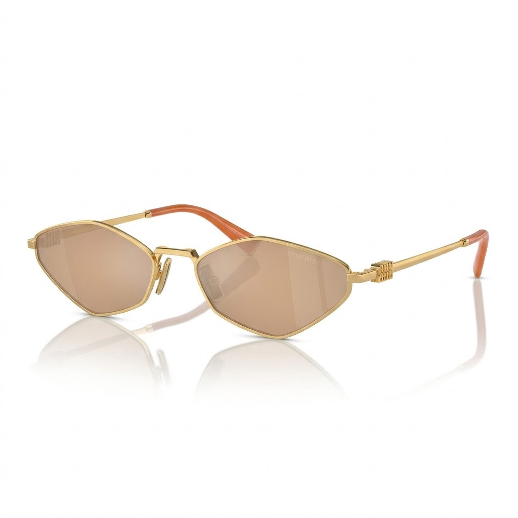 Miu Miu Women Geometric Pale Gold / Orange Mirror Sunglasses