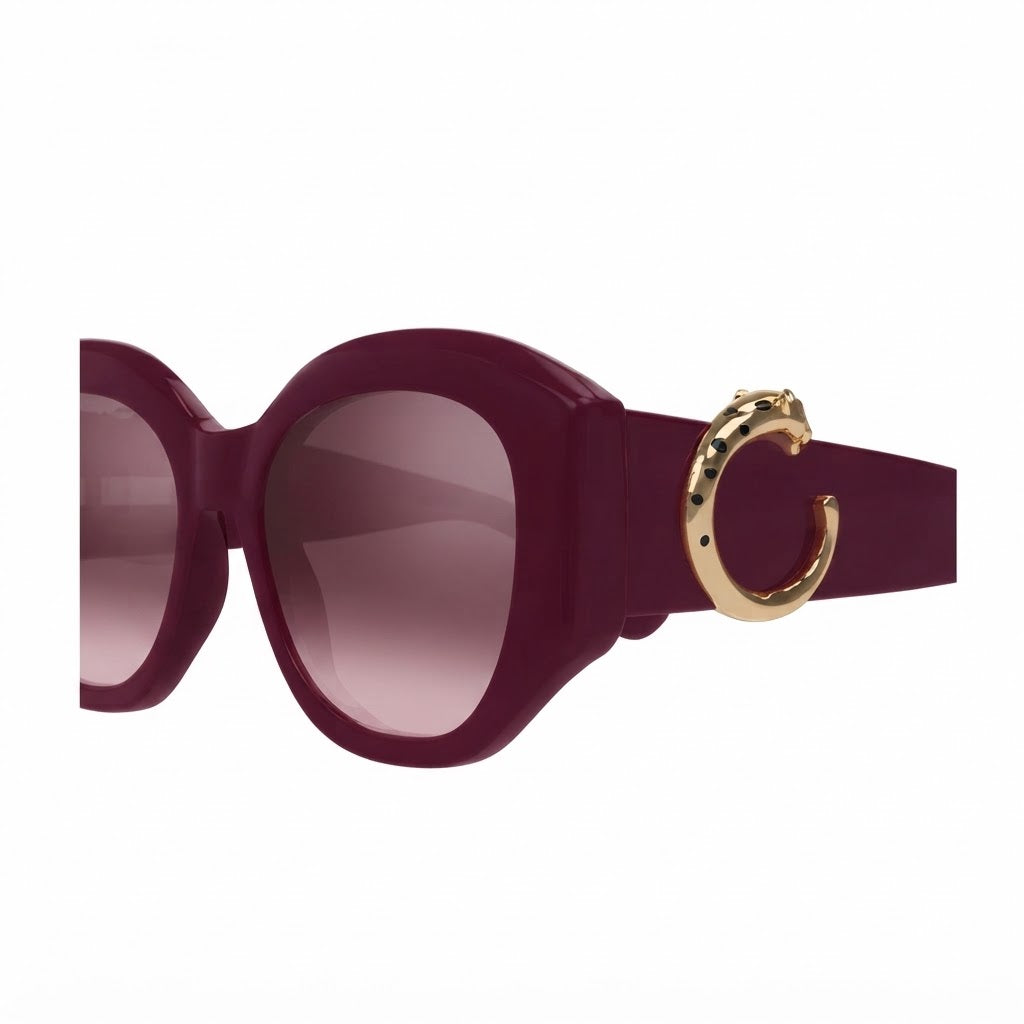 Cartier Panthère de C Motif Square Women Burgundy Sunglasses
