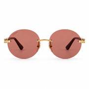 Cartier Elongated C de Motif Women Round Rimless Red Sunglasses