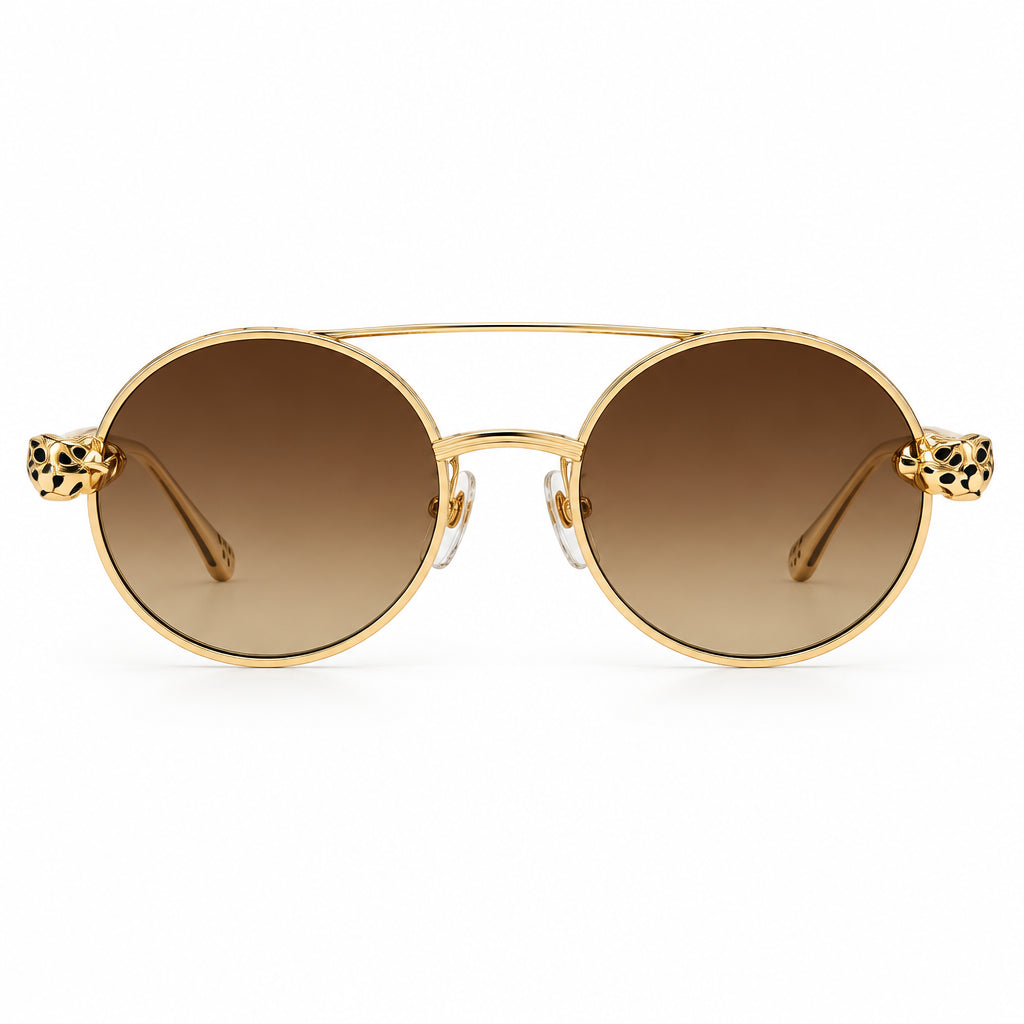 Cartier Panthère de C Women Round Brown Gradient Sunglasses