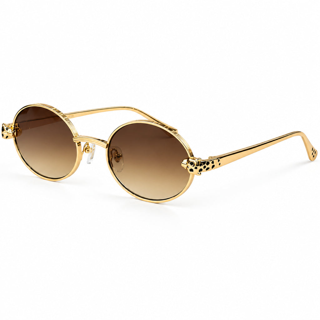 Cartier Panthère de C Women Round Brown Gradient Sunglasses