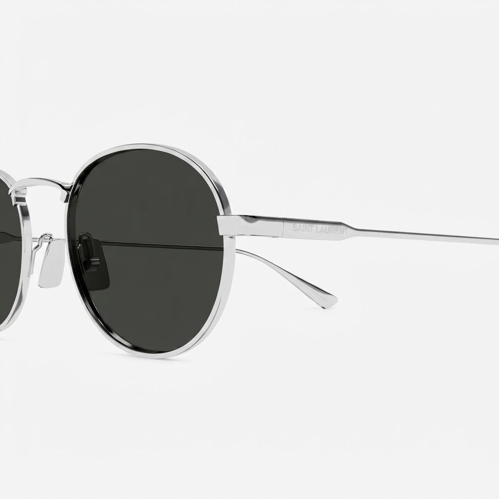 Saint Laurent Unisex SL 799 002 Silver Oval Frame Grey Sunglasses