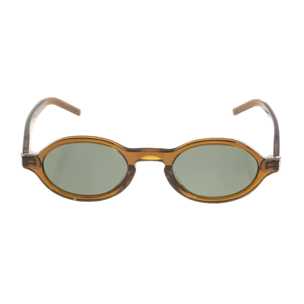 Saint Laurent SL M161 Unisex Transparent Cognac Brown & Green Oval Sunglasses