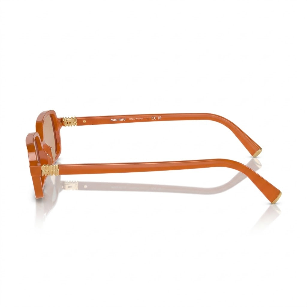 Miu Miu Regard MU 11ZS Women Rectangular Turmeric Opal / Light Orange Mirror Sunglasses
