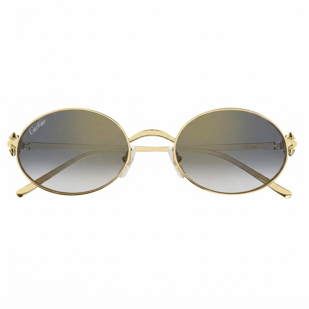 Cartier Clash de Women Oval Gold Finish Studded Gold Grey Gradient Sunglasses
