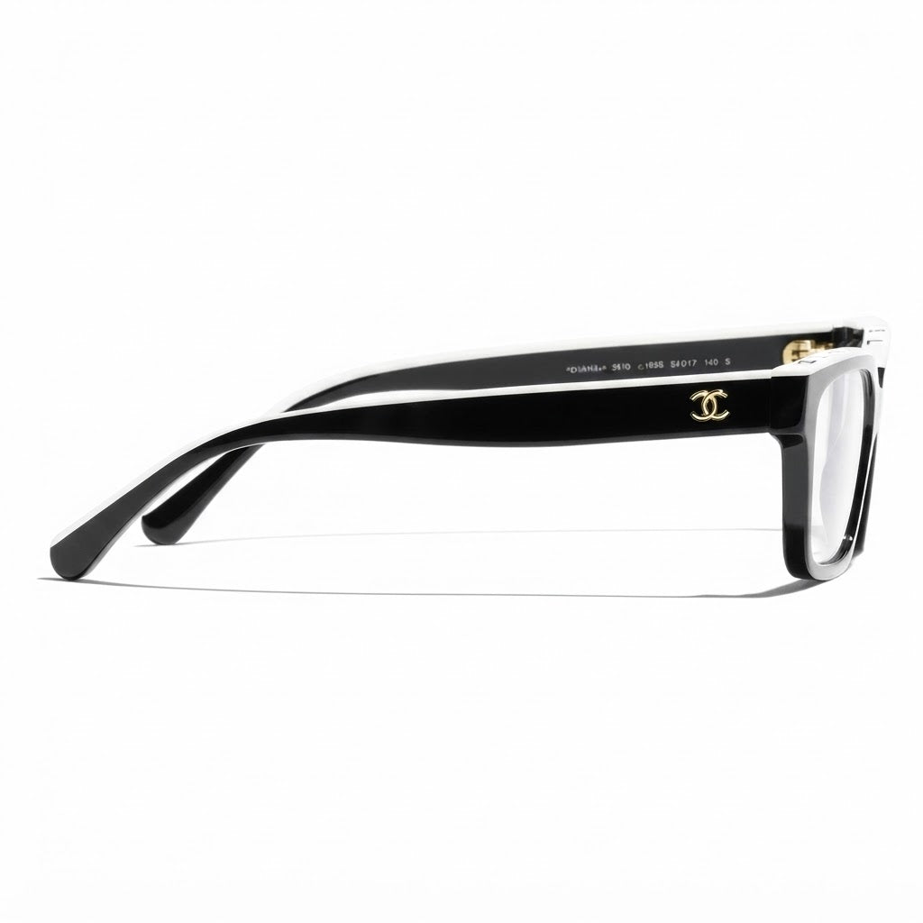 Chanel Rectangular Black & White Optical Glasses