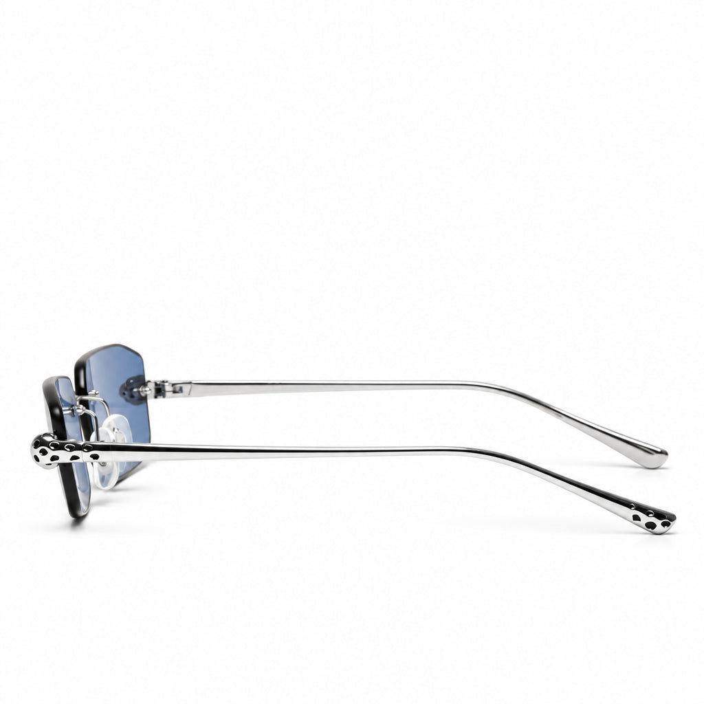 Cartier Panthère de C Unisex Rimless Rectangular Blue Sunglasses