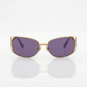 Miu Miu Women MU148AV Cut-Out Metal Gold Frame / Purple Tint Sunglasses 