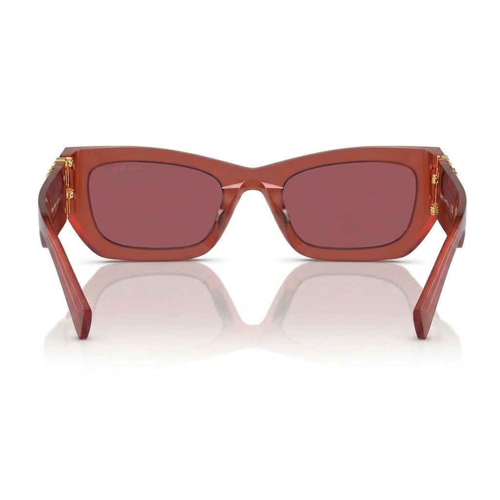 Miu Miu MU 09WS Women Rectangle Cognac Opal / Dark Violet Sunglasses