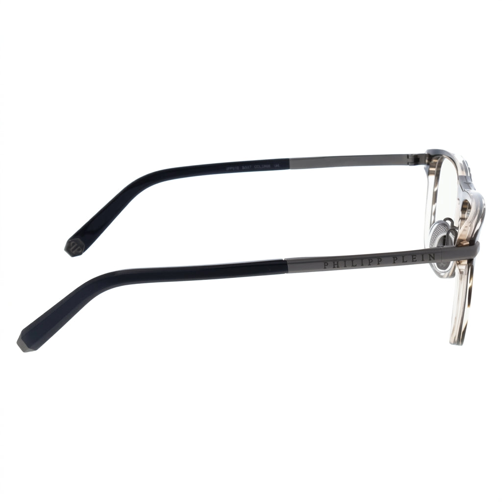Philipp Plein Men Plein First Love VPP019M 09N3 Glossy Striped Brown Eyeglasses