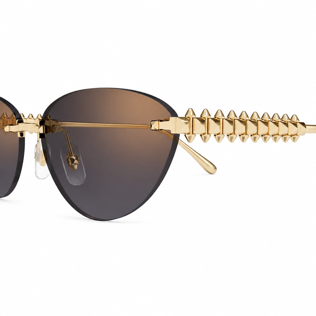 Cartier Clash de C Women Rimless Studded Temple Pink-Grey Gradient Sunglasses
