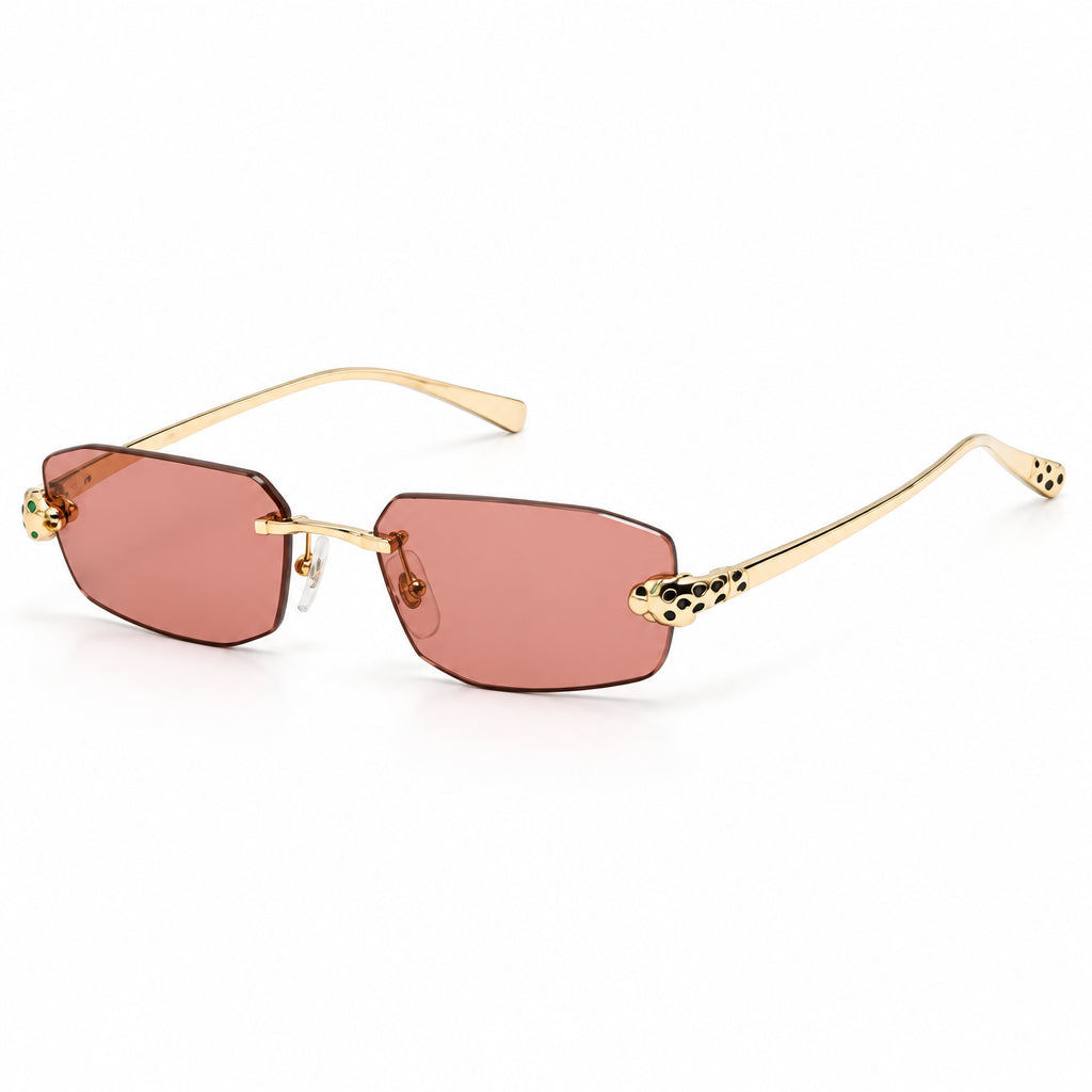 Cartier Panthère de C Unisex Rimless Rectangular Rosy Pink Sunglasses
