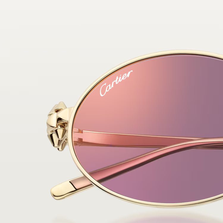 Cartier Clash de Women Oval Gold Finish Studded Temple Purple Sunglasses
