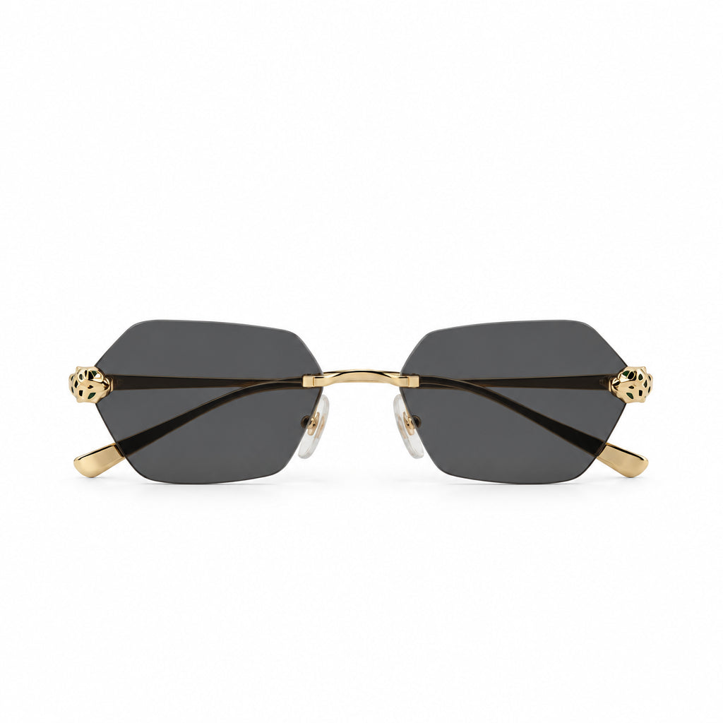 Cartier Panthère de C Women Rimless Hexagon-Frame Grey Sunglasses
