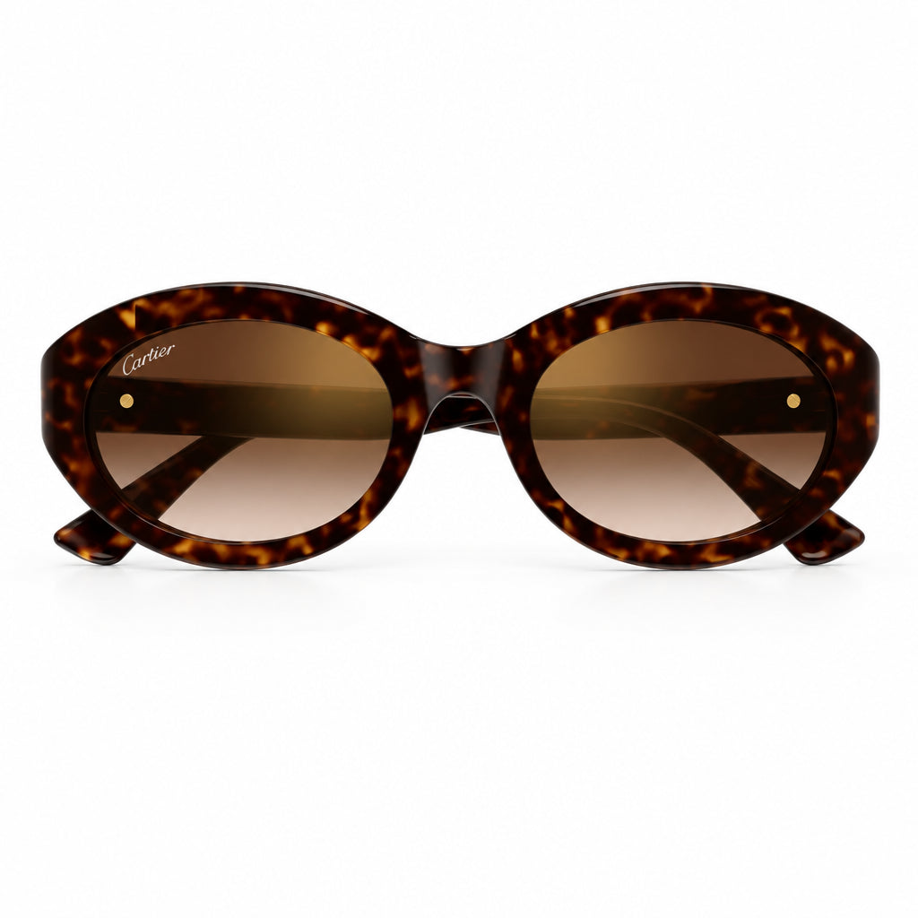 Cartier Signature C de Motif Women Dark Tortoiseshell Sunglasses