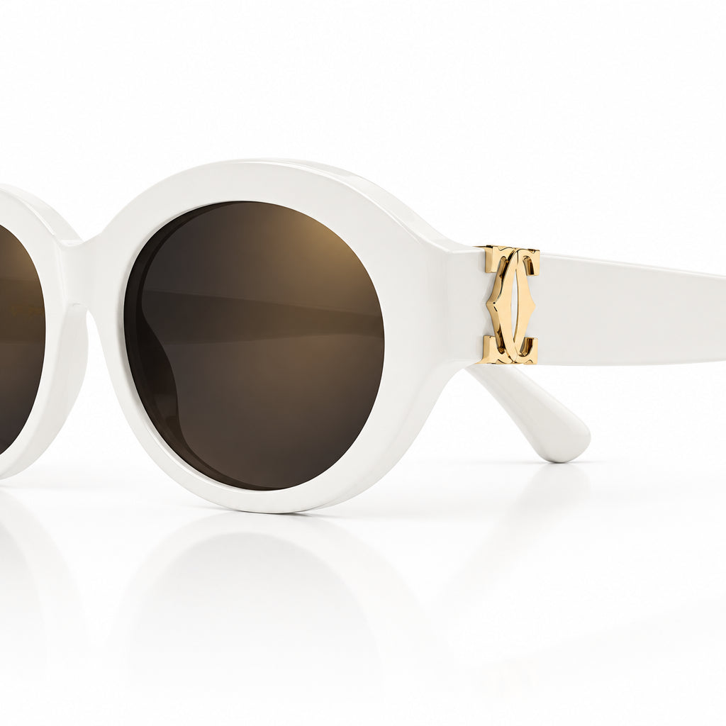 Cartier Signature C de Motif Women White Sunglasses