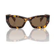 Miu Miu MU 09WS Women Rectangle Honey Havana / Dark Brown Sunglasses