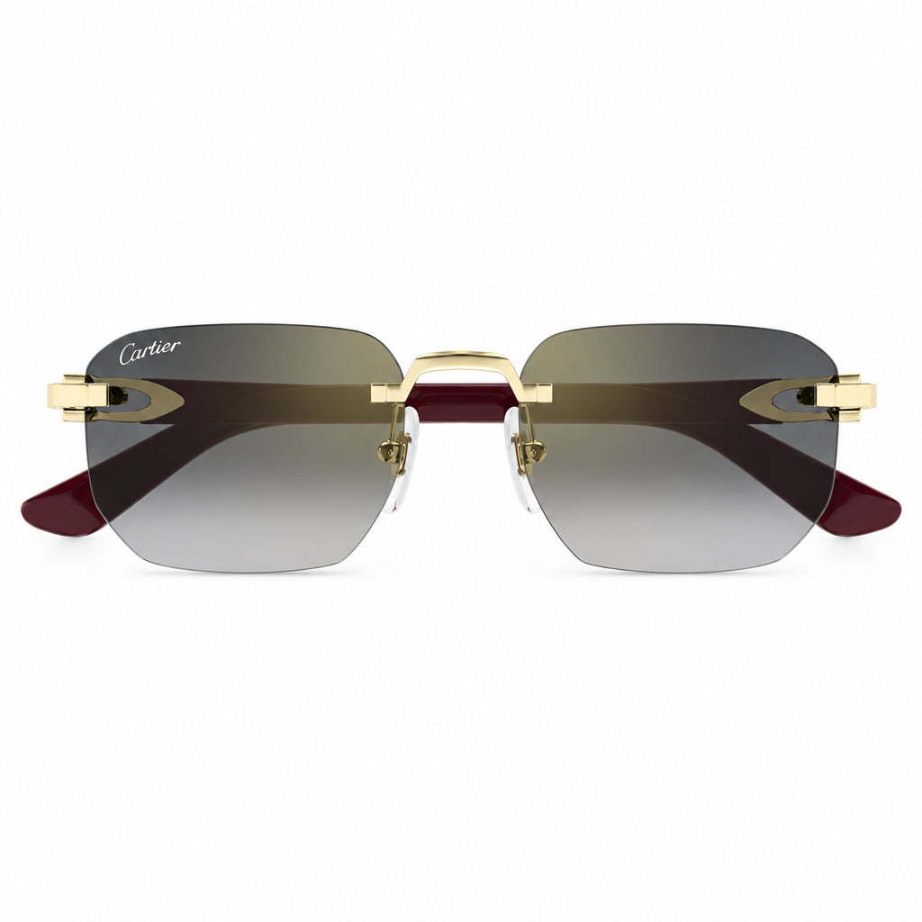 Cartier Elongated C de Motif Men Rimless Gradient Grey Sunglasses