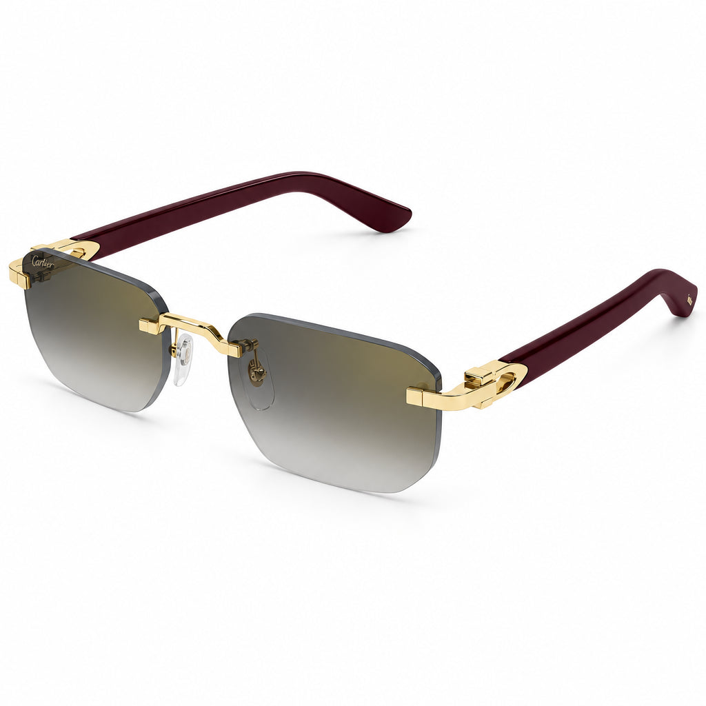 Cartier Elongated C de Motif Men Rimless Gradient Grey Sunglasses