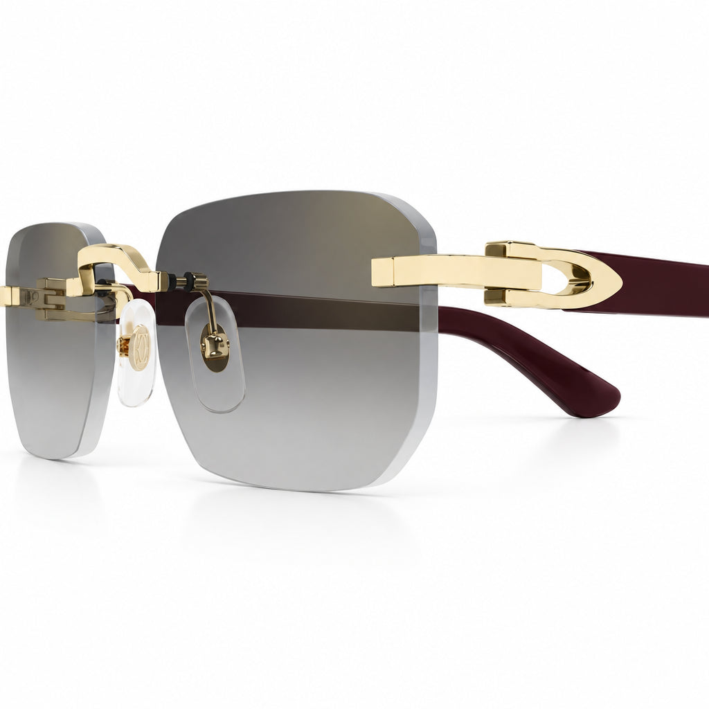 Cartier Elongated C de Motif Men Rimless Gradient Grey Sunglasses