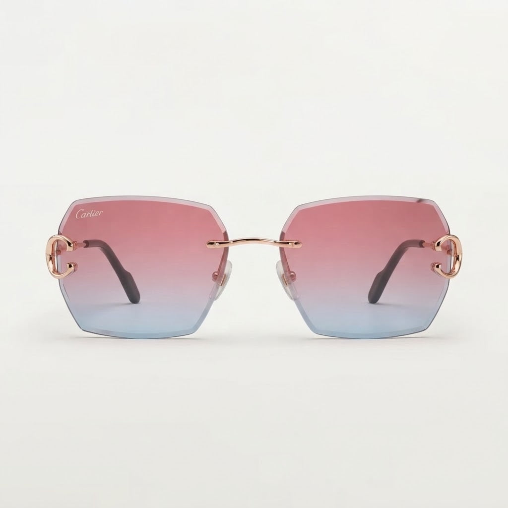 Cartier Classic C Motif Women Rimless Red Gradient Sunglasses