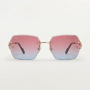 Cartier Classic C Motif Women Rimless Red Gradient Sunglasses