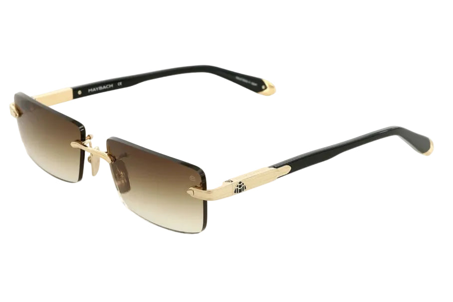 Maybach The Symphony I Unisex Gold Rimless Rectangle Brown Sunglasses