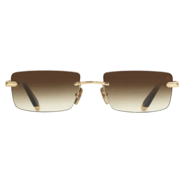 Maybach The Symphony I Unisex Gold Rimless Rectangle Brown Sunglasses
