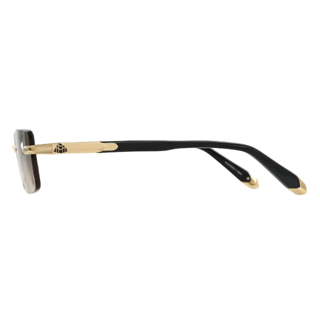 Maybach The Symphony I Unisex Gold Rimless Rectangle Brown Sunglasses