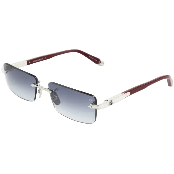Maybach The Symphony Unisex Silver / Burgundy Rimless Rectangle Sunglasses