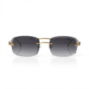 Cartier Panthère de Unisex Rimless Black Gradient Lens Split Diamond Cut Sunglasses