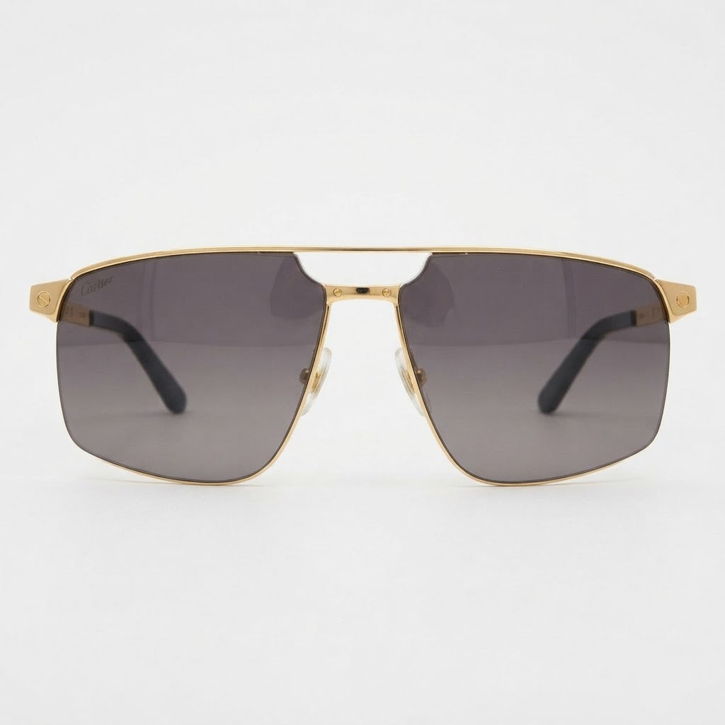Cartier Santos de Cartier Men Navigator Gold-Grey Sunglasses 