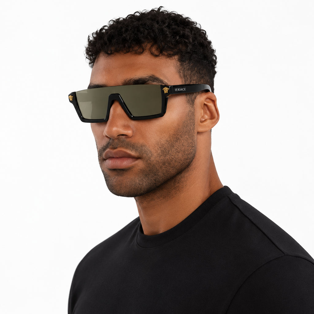 Philipp Plein Men Shelter SPP006M 700G Black / Gold Mirror Sunglasses