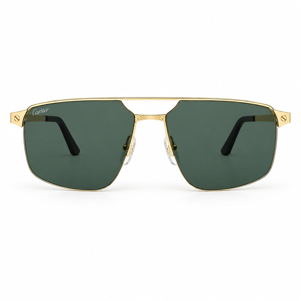 Cartier Santos de Cartier Men Navigator Gold-Green Sunglasses