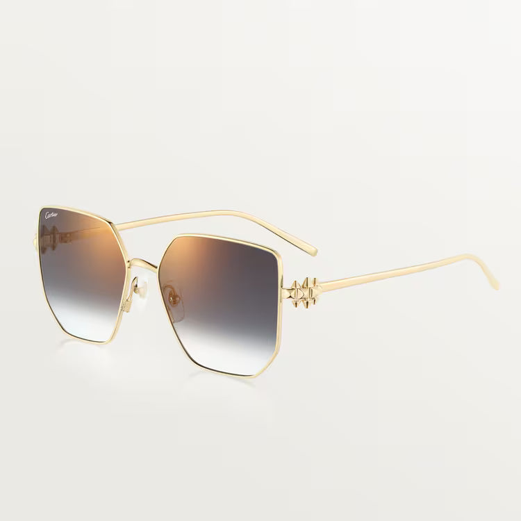 Cartier Clash de C Women Gold Finish Studded Temple Square Grey Gradient Sunglasses