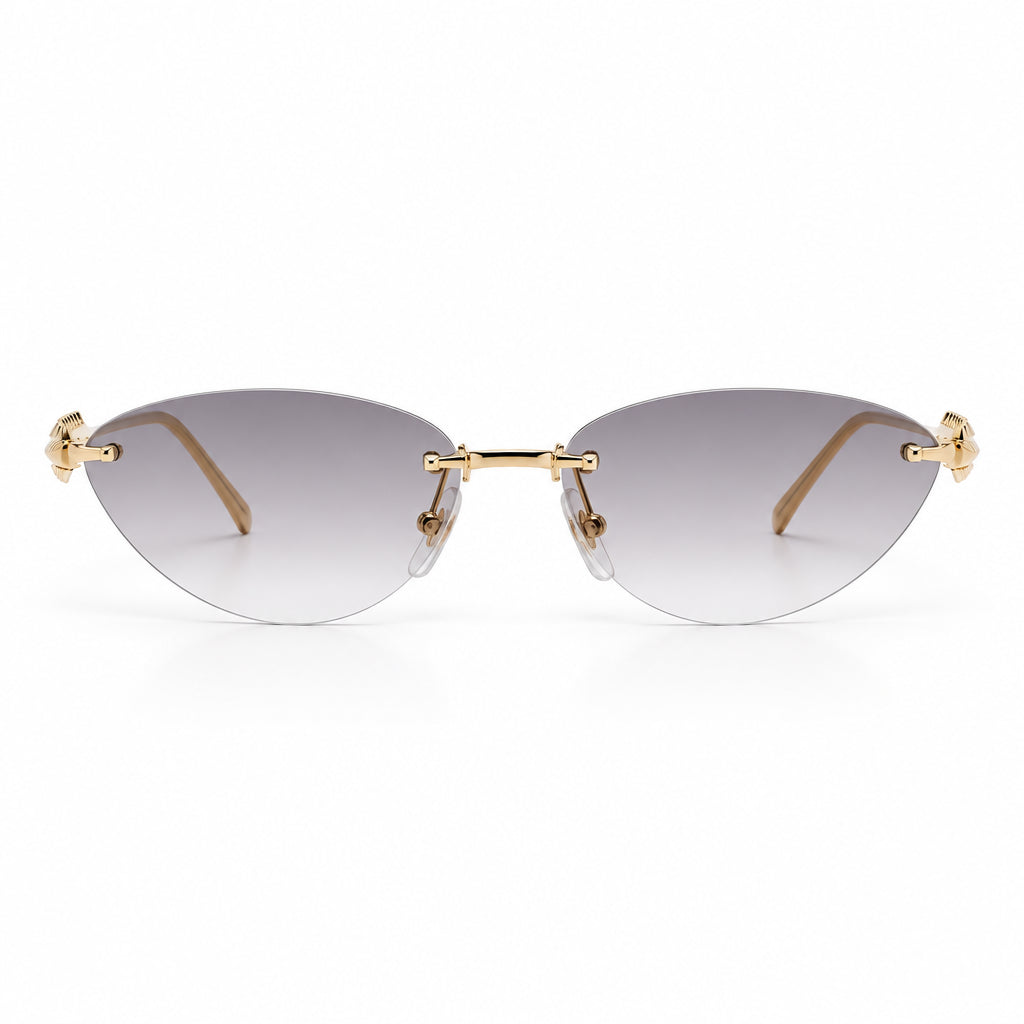 Cartier Clash de C Women Rimless Studded Temple Grey Sunglasses