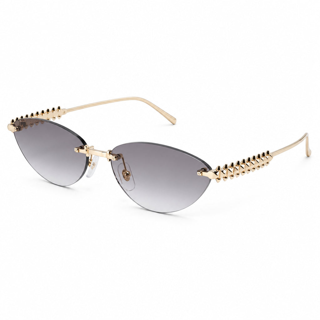 Cartier Clash de C Women Rimless Studded Temple Grey Sunglasses