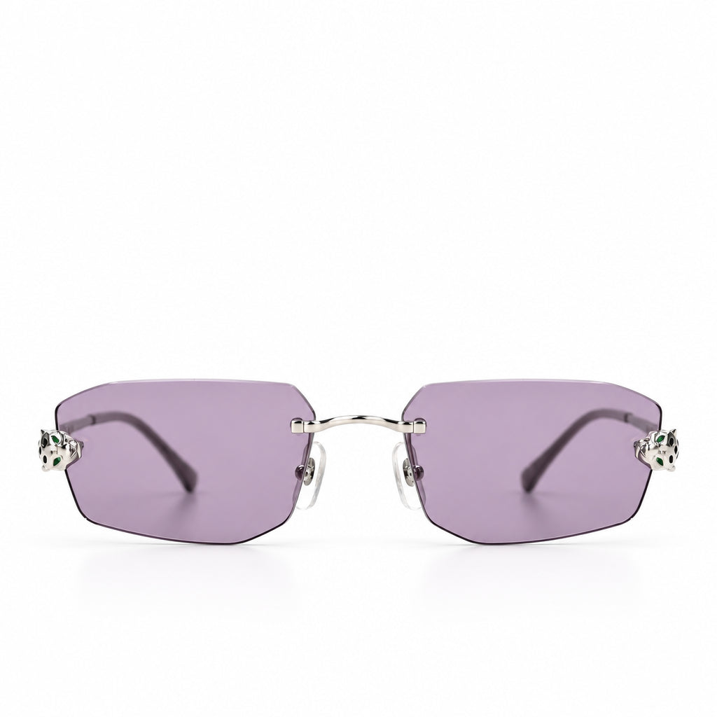 Cartier Panthère de C Unisex Rimless Rectangular Purple Sunglasses