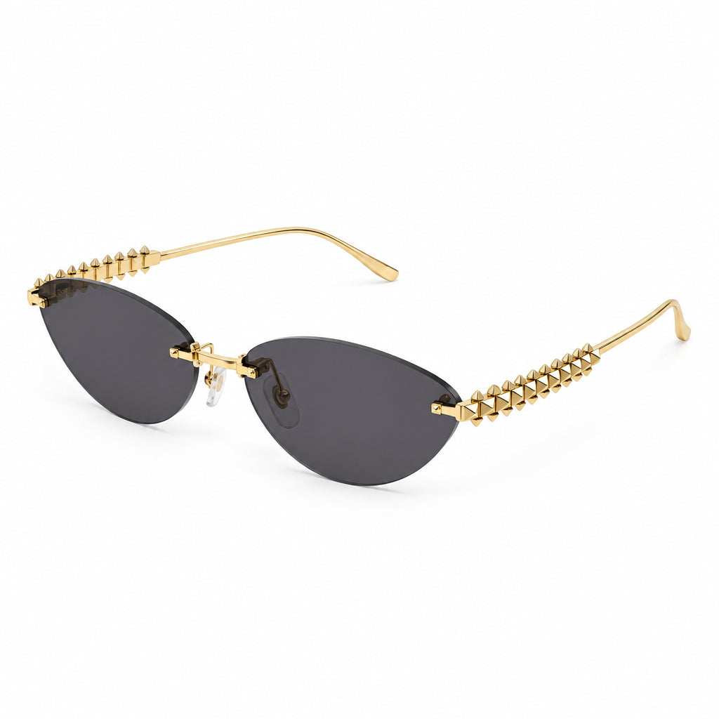 Cartier Clash de C Women Rimless Studded Temple Dark Grey Sunglasses