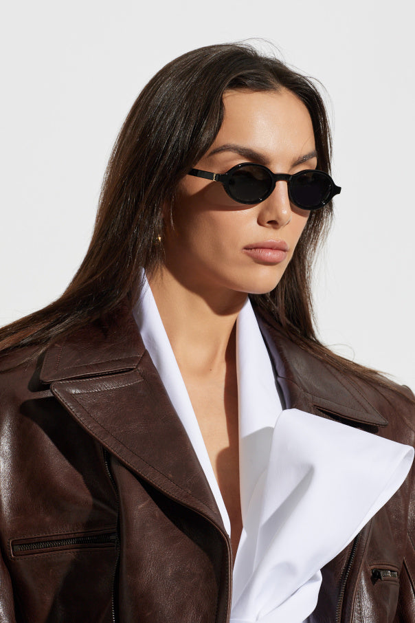 Saint Laurent SL M161 Unisex Black Oval Sunglasses